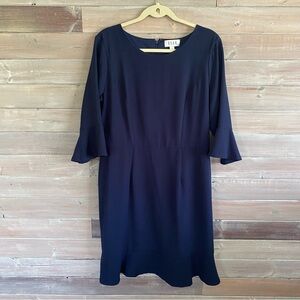 Elle blue dress midi ruffle size large